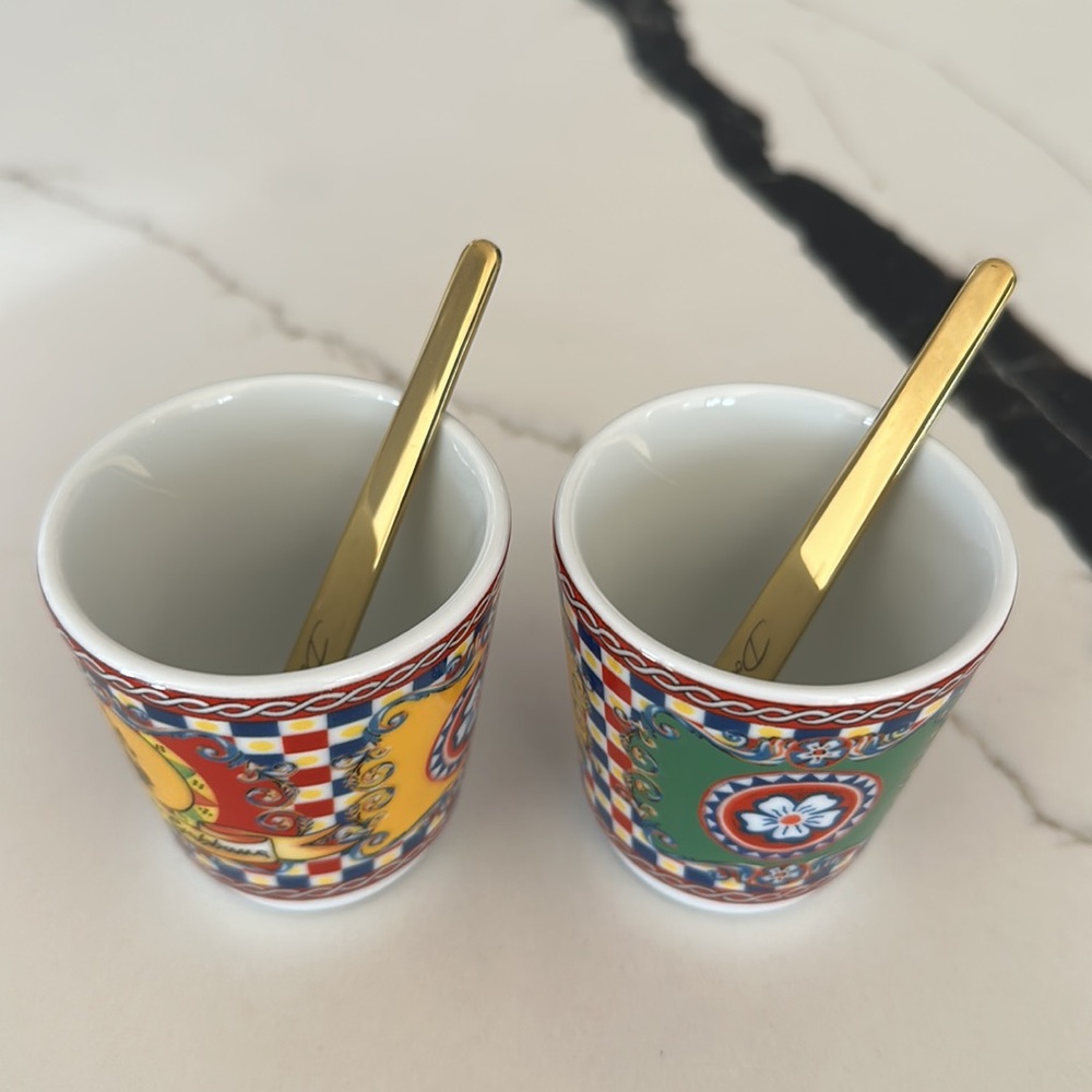 COPY - Pair of Dolce&Gabbana espresso mugs and spoon for Bialetti.